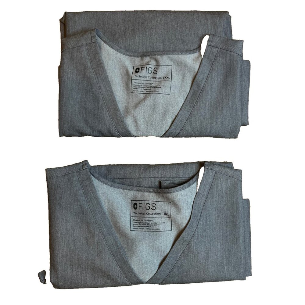 Figs Technical Collection Gray Set of Tops Scrubs Nurse XXL Medical Hospital